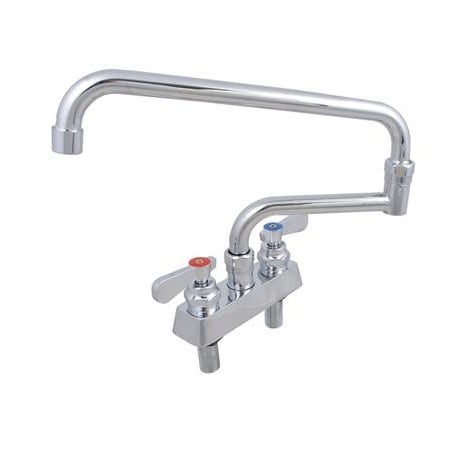 Bk Resources Evolution 4" Deck Mount Stainless Steel Faucet, 18" Swing Spout EVO-4DM-18